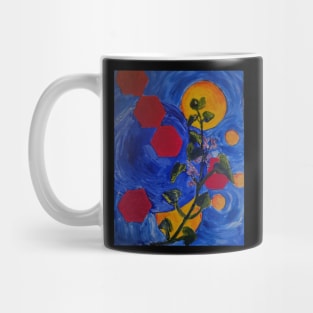 Purple Flowers with Geometric Shapes Mug